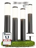 MATO 4x Wegeleuchten Außen mit Erdspieß - E27 Fassung, Höhe 50 cm - Outdoor Pollerleuchte aus Edelstahl IP44 - Wegleuchte, Sockelleuchte, Standleuchte, Gehwegleuchten Außen, Wegbeleuchtung