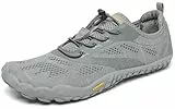 SAGUARO Barfußschuhe Herren Damen Barfussschuhe Traillaufschuhe Zehen Training Fitnessschuhe Outdoor Barfuss Wanderschuhe Atmungsaktiv Schnell Trocknend Badeschuhe, Wolkengrau, 44 EU