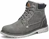 Mishansha Winterschuhe Herren Gefüttert Winterstiefel Freizeit Warme Männer Winter Schuhe Rutschfest Wander Schuhe Outdoor Leder Boots Grau 44 EU