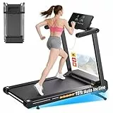 Klappbar Laufband für Zuhause mit 15% Automatische Steigung, 3.5 PS Laufband Steigung mit 12 HIIT Programme, Smart App, 1-14 km/h Walking Pad mit LED Anzeige, Pulsmessung, 136kg