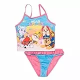 United Labels Paw Patrol Tankini Badeanzug für Mädchen mit Rüschen, Hello Summer, Rosa Blau, 98-104, zweiteiliges Bademode Set Kinder, Schwimmkleidung