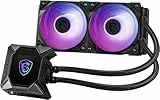 MSI MPG CORELIQUID K240 V2 AIO CPU Wasserkühlung - LCD-Pumpe mit 60mm-Lüfter, 2 x 120mm ARGB-Lüfter, verdampfungssichere Schläuche, GI-Kühlung & Mystic Light Software-Support, AMD & Intel kompatibel