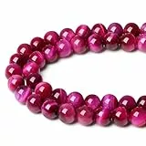 XIANNVXI 8mm Naturstein Magenta Tigerauge Perlen zum Auffädeln mit Loch Runde Kristalle Edelsteine zum Auffädeln Perlen für Armbänder Ketten DIY Schmuck Basteln (ca. 47 Stück)