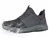 ZIGSAM Herren Schuhe Slip-On Sneaker Wasserfeste Leichte Atmungsaktiv Bequeme Walking-Freizeitschuhe Fitness Sportschuhe Hand Free,Grau 44EU