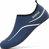Sixspace Herren Damen Badeschuhe Wasserschuhe Aquaschuhe Strandschuhe Schnell Trocknend Slip on Breathable Schwimmschuhe Surfschuhe für Beach Pool Surfen Yoga Dunkelblau(Lieferantengröße 34 EU)