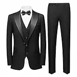 Sliktaa Herren Business Bankett Gentleman EIN-Knopf-Smoking-Anzug Dreiteiliges Kostüm Schwarz XL