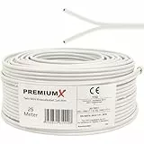 Premium X 25m Sat Koaxialkabel Twin Mini 2 x 4 mm Weiß - extra dünn & 2-Fach geschirmt - platzsparendes TV Antennenkabel für SAT | DVB-T | Twin Receiver - Ultra HD 4K 3D