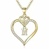 TINGN Geschenke für Frauen, Halskette Damen 14K Vergoldet Gold Kette mit Buchstaben M Damen Schmuck Mädchen Geschenke für Frauen Freundin, Geschenk Mutter Frau zum Geburtstag Weihnachten Muttertag