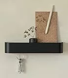 Kazai. Schlüsselbrett 'Tone' | Minimalistisches Schlüsselhaken-Design aus Berlin | Moderner Schlüsselhalter mit Ablage aus Metall | Schlüsselboard als Flur Möbel für die Wand | Schwarz
