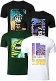 FULL TIME SPORTS Herren T-Shirts 4er Set – Baumwolle, Bedruckt, PRINT-003-PACK-4-XXL
