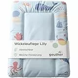 Geuther Wickelauflage abwaschbar 52 x 72 cm | Wickelunterlage Lilly für Wickelregal Clarissa & andere | Erhöhter Rand & Kopfschutz für hohe Sicherheit | Wickeltischauflage | Design Ocean
