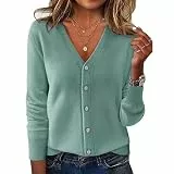Generisch Strickjacken Für Damen, Strickjacke Damen Kurz Elegant Cardigan V-Ausschnitt Langarm Strick Cropped Strickjacken Mit Knöpfen Vorne Offen Sweater Pullover Einfarbig Casual Strickmantel