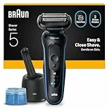 Braun Series 5 Rasierer Herren Elektrisch, Elektrorasierer, Nass- und Trockenrasur, Turbo und Standard Modus, Rasierapparat, SmartCare Reinigungsstation, Wasserdicht, Made in Germany, 52-B7000cc, Blau