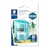 STAEDTLER 513 001CBK Doppelspitzer (für Standardbleistifte und dicke Stifte, mit Auffangbehälter, Blisterkarte mit einem Spitzer)