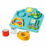 FISHER-PRICE Fahrzeugpuzzle Formen und Geräusche - Formensortierspielzeug mit 40 Liedern und Geräuschen, inklusive Lichter für interaktiven Spielspaß, ab 9 Monaten, HRP31