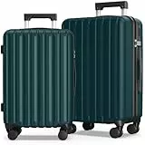 SHOWKOO Kofferset 2 Teilig Hartschale 65cm+75cm Erweiterbar Ultraleicht Polycarbonat Haltbar Reisekoffer Trolley Handgepäck Sets mit TSA Schloss und 4 Rollen, L und XL -Dunkel Grün