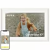Aura Carver 10,1' WLAN-Digitalbilderrahmen | Der Beste Digitale Bilderrahmen zum Verschenken | Fotos vom Smartphone senden | (Tonfarben mit weißem Passepartout)