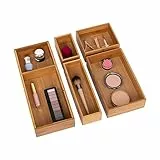 Seville Classics, Schubladenkisten aus Bambus als Schubladen-Organisierer, Beige, Natur, 15x15