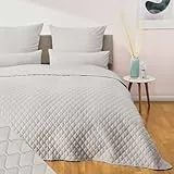 Blumtal Tagesdecke 220x240 cm - Oeko-TEX zertifizierter Bettüberwurf 220x240 cm - als Tagesdecke 140x200 / Tagesdecke 160x200 / Tagesdecke 180x200 (Bettgröße) - weicher Überwurf Sofa - Grau