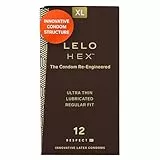 LELO HEX Respect XL, Extra Große Kondome mit Größerer Stärke, dünnes aber starkes Latexkondom, 58 mm im Durchmesser (12-Packung)