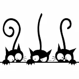 Vorcool Aufkleber mit drei Katzen, niedliches Tier, Wandaufkleber, PVC, Fensteraufkleber, Wandaufkleber, Dekoration für Zuhause (schwarz)