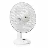 JriA Ventilator mit Schwenkfunktion Tragbarer Leiser Tischventilator 30 cm, mit 3 Geschwindigkeiten Oszillierend, 90°, Kühlung im Heißen Sommer, Tischventilator (12 Zoll, weiß)