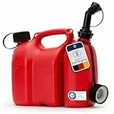hünersdorff PROFI Doppelkanister / Kombikanister für Kraftstoff und Öl mit Kindersicherung und Auslaufrohr, 3 + 1,5 Liter, rot, UN-Zulassung, Made in Germany