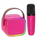BONAOK Mikrofon Karaoke Maschine, Bluetooth Karaokemaschinen für Kinder Erwachsene, Tragbarer Karaoke-Player Mikrofon zum Aufladen, Kinder Elektronisches Spielzeug (Rosenrot)