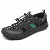 SAGUARO Barfuß Sandalen Herren Damen Sommer Trekkingsandalen Outdoor Geschlossene Wandersandalen Atmungsaktiv Rutschfest Barfussschuhe für Reisen, Alltag und Strand, Schwarz 41EU