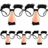 Yueser Große Nase Lustige Brille, 5 Stk Halloween Große Nase Verkleidung Brille Großer Fake Nase Augenbraue Schnurrbart Clown Brille Kostüm Brillen für Halloween Weihnachten Aprilscherze Kostümparty