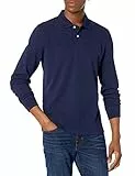 Amazon Essentials Herren Piqué-Poloshirt mit Langen Ärmeln in schmaler Passform, Marineblau, L