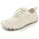 IceUnicorn Herren Damen Barfußschuhe Traillaufschuhe Fitnessschuhe Knit Minimalistische Breiter Zehenbox(New Beige,39EU)