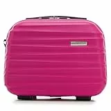 WITTCHEN Kosmetikkoffer Reisekoffer Handgepäck Kabinengepäck Rollkoffer Hartschale aus ABS Reisegepäck Kulturbeutel Kosmetiketui Kosmetiktasche Damen Groove Line rosa Lufthansa/Eurowings/Condor