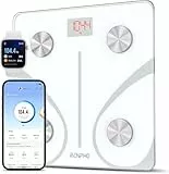 RENPHO Körperfettwaage Bluetooth Digital Personenwaagen Körperanalysewaage mit App Smart Waage für Körperfett, BMI, Muskelmasse, Protein, BMR, Weiß