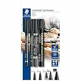 STAEDTLER Lumocolor 60 BK permanent marker Set mit unterschiedlichen Spitzen, 4 Stück auf Blisterkarte, Weiß, 1 Stück (1er Pack)