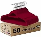 Utopia Home - Antirutsch-Kleiderbügel aus Samt - rutschfeste und strapazierfähige Kleiderbügel aus Samt mit Krawattenhalter - Stark genug, Jacken und Pullover zu halten (Burgund, 50er-Pack)