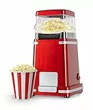 Stagecaptain PCM-1200 HA Fettfreie Heißluft-Popcorn-Maschine - Kalorienbewusster Genuss ohne Fett oder Öl - 1200 Watt - schnelle Zubereitung - Retrodesign für Movie-Liebhaber - Metallic Red