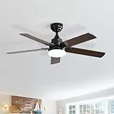 Sofucor Deckenventilator mit Beleuchtung 107 cm, Fernbedienung, DC, 5 Flügeln, Timer, 3 Farbtemperatur, 6 Geschwindigkeiten, Sommer Winterbetrieb Leise Deckenventilator mit Licht für Wohnzimmer