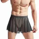 NICEYEA Herren sexy offene Schrittboxershorts Sissy Dessous Partyboxershorts Männer Schwule Unterwäsche Mesh-Boxerclub-Outfit Schwarz