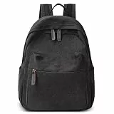 DORRISO Damen Canvas Rucksack, Leichter Freizeitrucksack – Moderner Tagesrucksack für Alltag, Arbeit, Stadtleben und Kurzreisen mit mehreren Fächern Schwarz