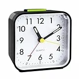 CNMTCCO Wecker,wecker analog ohne Ticken,batteriebetrieben, lauter Alarm,Schlummerfunktion,geräuschloser Betrieb, leuchtendes Display, tragbares Design für Tiefschläfer. (Schwarz)