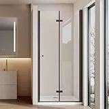Cozynest Duschtür Faltbar Schwarz 70x185cm Nischentür Dusche mit 180°Falttür Drehtür Einzelfalttür Duschabtrennung mit 6mm ESG Glas