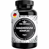 Magnesium Komplex – 180 Kapseln mit 400mg elementarem Magnesium pro Tagesdosis – aus 4 hochwertigen Verbindungen: -Oxid, Citrat, Bisglycinat & -Malat – hochdosiert