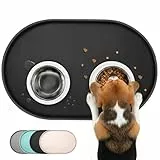 Conlun Napfunterlage Hund,1,2cm Hohe Ränder Futtermatte Katzen zur Vermeidung von Verschüttungen,BPA-Freie Silikonmatte mit Rand Gummi-Hundenapf Unterlage für Futter-und Wassernäpfe(Schwarz,60x40cm)