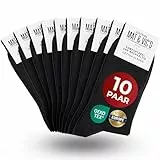 Mat & Vic's schwarze Socken Herren 43-46, feine Strümpfe aus Cotton Baumwolle gekämmt, Herrensocken für Freizeit, für Business Männer Damen, schwarz/black socks men & women, 10 Paar