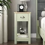 Galano Lilly Nachttisch - Stilvoller Nachttisch und schlanker Nachttisch - Beistelltisch mit Stauraum - Organizer und Aufbewahrungsschrank für Flur - Eingangsbereich oder Schlafzimmer (Hellgrün +