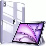 Fintie Hybrid Hülle für iPad Air 11 Zoll M3 2025/ M2 2024, iPad Air 5/4 Gen (2022/2020) 10,9 Zoll mit Stifthalter - Stoßfeste Schutzhülle mit transparenter Hartschale auf der Rückseite, Pastellviolett
