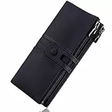 Roulens Geldbörse für Damen, Echtleder, Kartenhalter, für Telefon, Scheckbuch, Organizer, Reißverschluss, Münzbörse - - Large