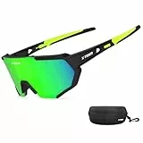 X-TIGER Fahrradbrille, Herren Damen Sportbrille, UV400 mit 5 Wechselgläser,Starker TR90 Frame, mit Montierbarem Brillenband & Ohrhaken, Outdoor-Sport/Radfahren/Laufen/Autofahren/Angeln/Golf