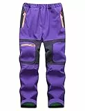 Echinodon Kinder Gefütterte Hose Softshellhose Winddicht Wasserabweisend Warm Jungen Mädchen Winter Outdoorhose Wanderhose Violett XXL